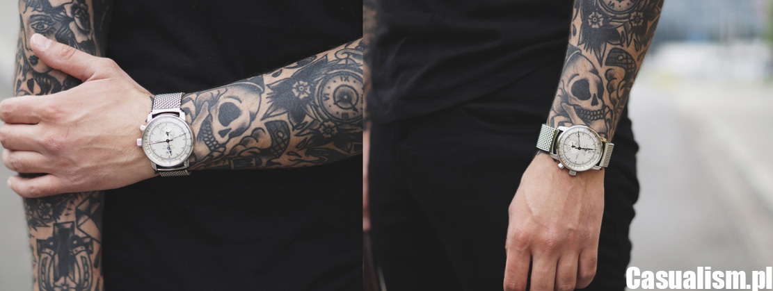Tatuaże męskie, męskie rękawy, tatuaż rękaw męski, tatuaż rękaw, zegarek na bransolecie, zegarek z bransoletą.